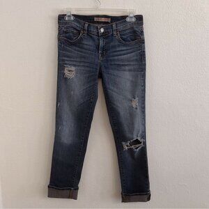 J Brand Jeans Womens Size 25 Waist Obsessed Distressed Ripped Cropped Straight